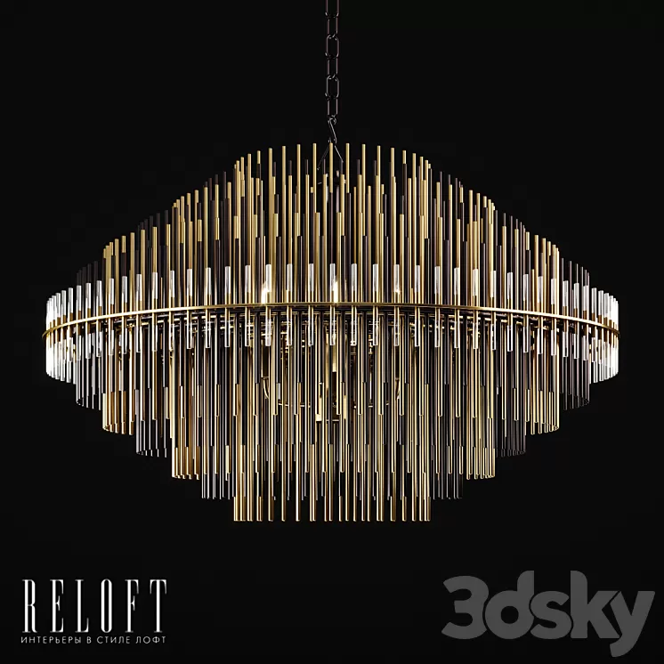 Round chandelier Emile in metal and glass 3D Model