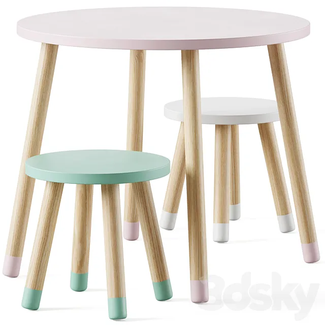 Round childrens table and chairs by Sklum Free Download