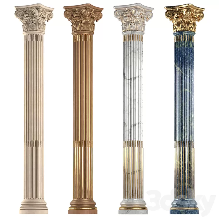 Round classic column. 3D Model