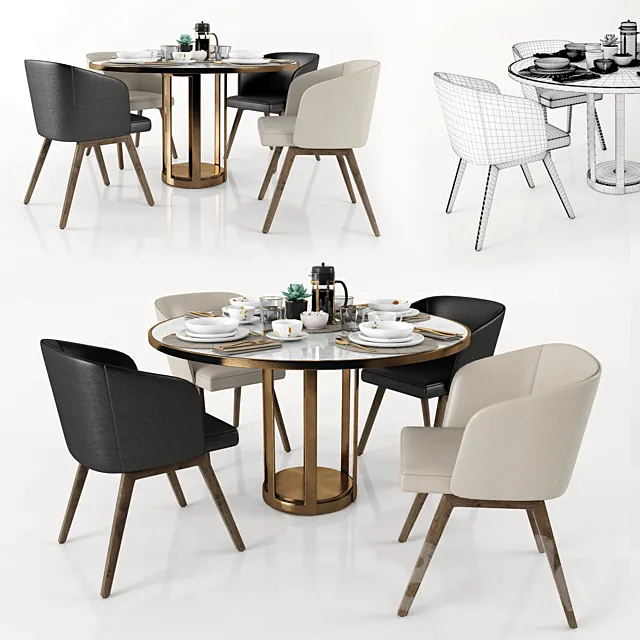 round dining set 3D Model