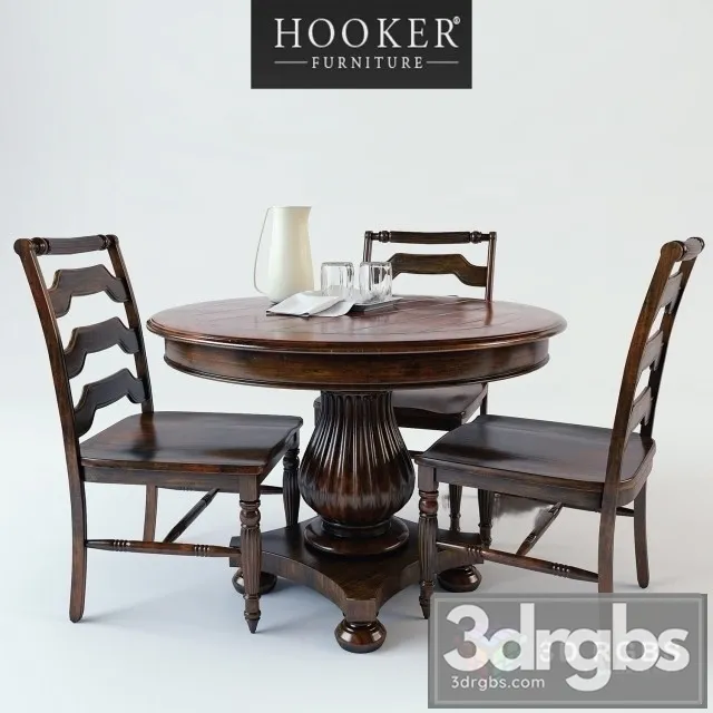 Round Dining Table and Chair 3D Model Free