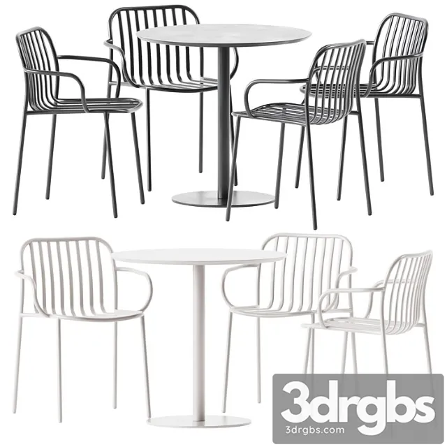 Round dining table by vineko and metis line armchair by traba