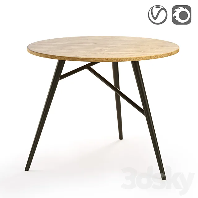 Round dining table in oak Cruseo 3D Model