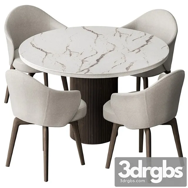 Round Dinning Table Set 41 3D Model Free