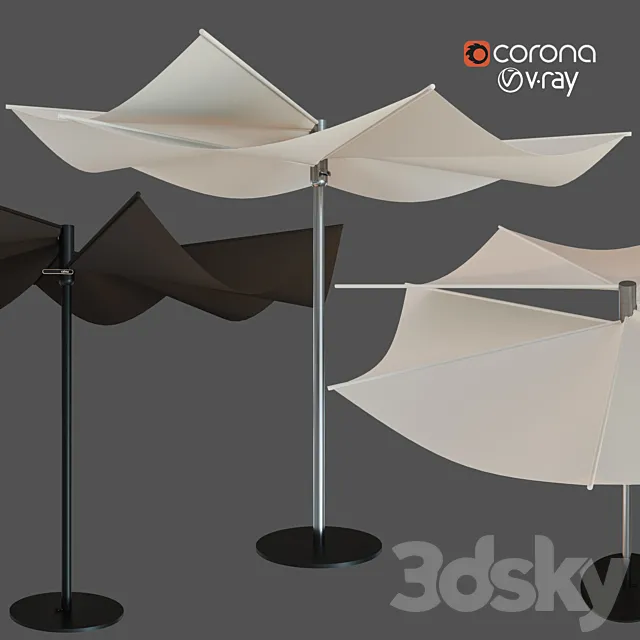 Round garden umbrella 3D Model
