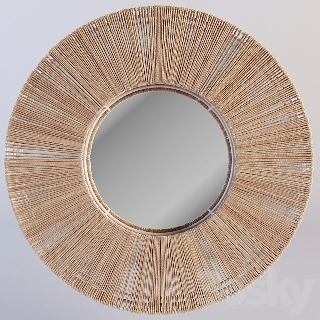 Round Jute Frame Mirror 3D Model