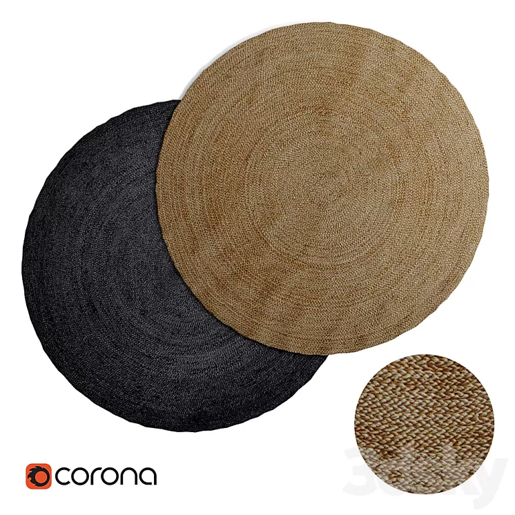 Round jute rug 3D Model
