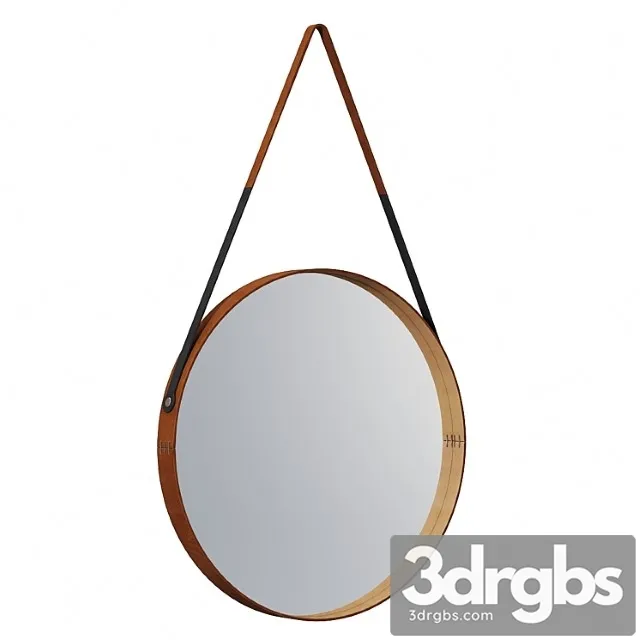 Round leather mirror 3D Model Free