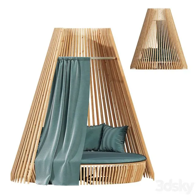 Round lounge chair Hut Full Set Ethimo 3D Model