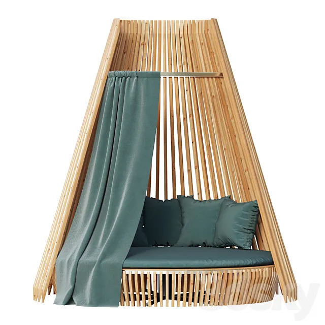 Round lounge chair Hut Full Set_Ethimo 3D Model