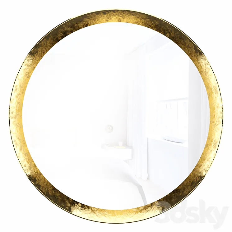 Round mirror in brass frame Orion 3D Model Free