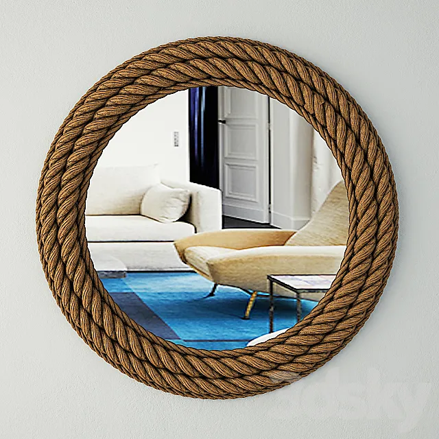 Round Nautical Rope Wall Mirror 3D Model