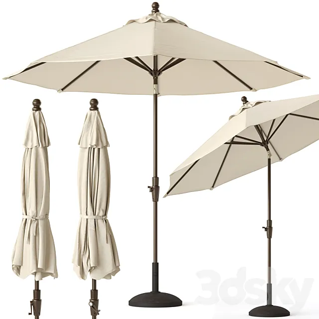 Round Outdoor Patio Umbrella Pottery Barn 3D Model