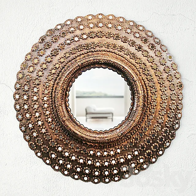 Round Peacock Mirror 3D Model