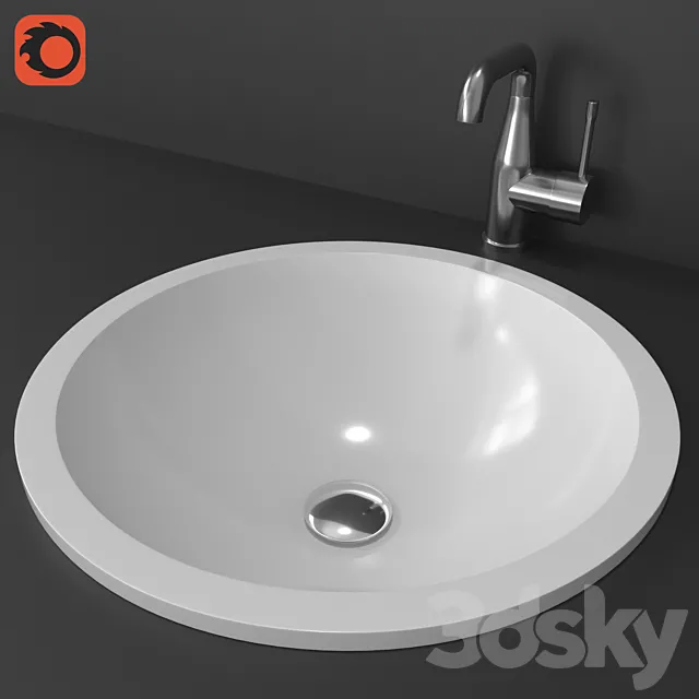 Round silk in sink by PAA 3D Model