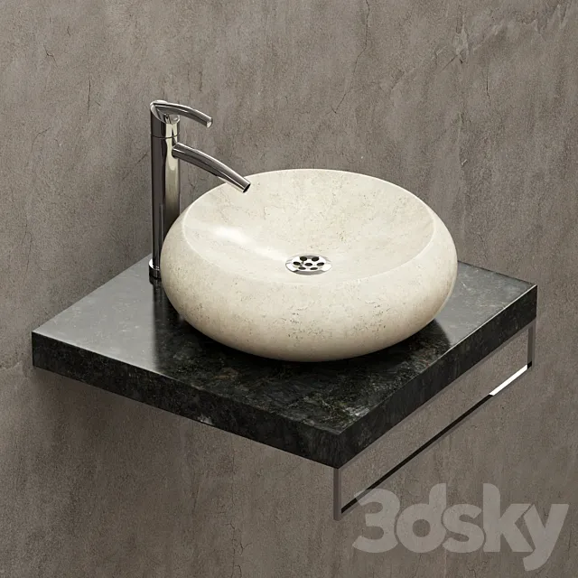 Round stone sink 3DModel