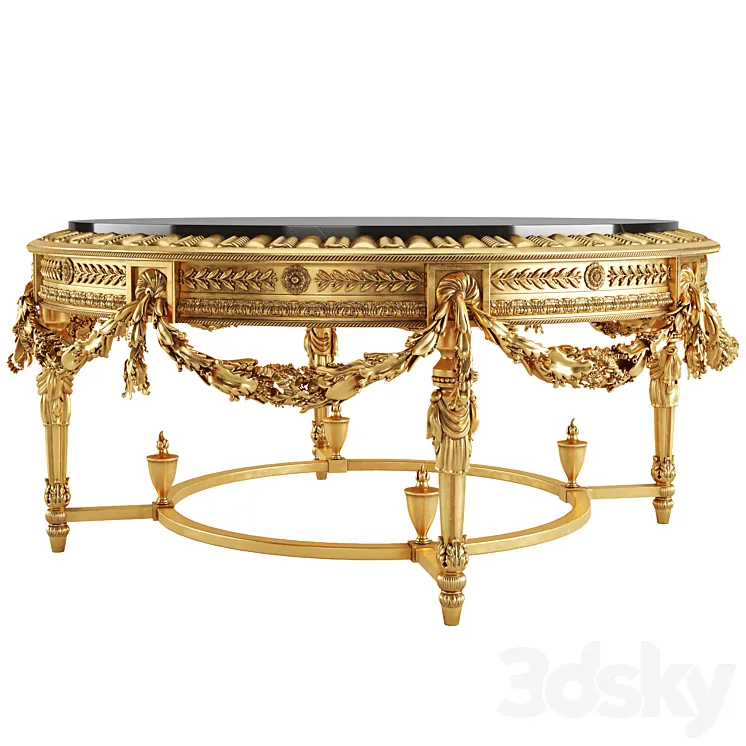 Round Tisserant Coffee Table in Bronze Classic Style 3D Model Free