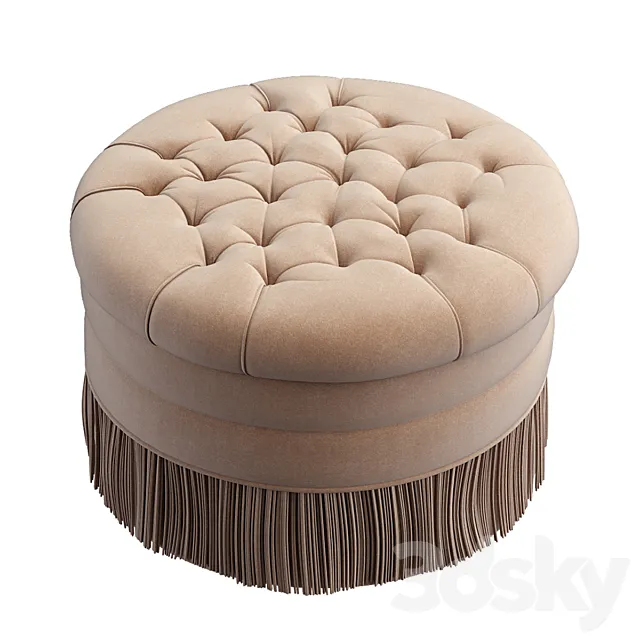 Round tufted ottoman 3D Model