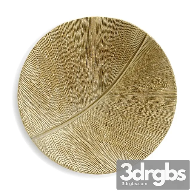 Round wall panel leaf curcle gold 3D Model Free