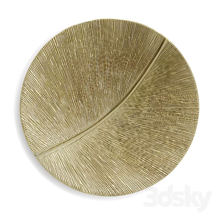Round wall panel leaf curcle gold 3D Model