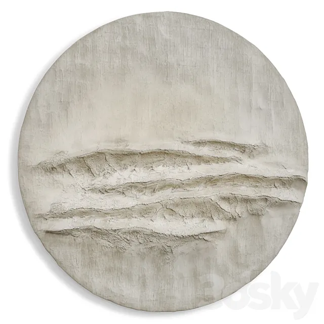 Round wall panel  reef original art plaster 3D Model