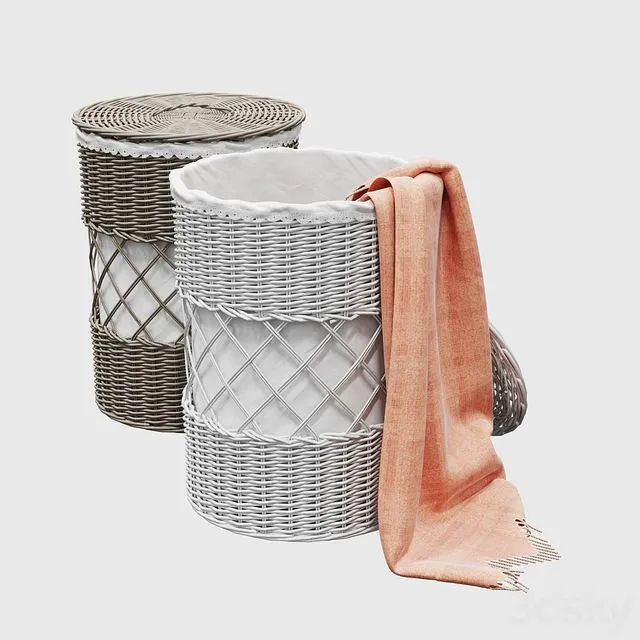 Round wicker basket 3D Model