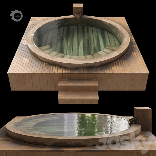 Round wooden font 3D Model