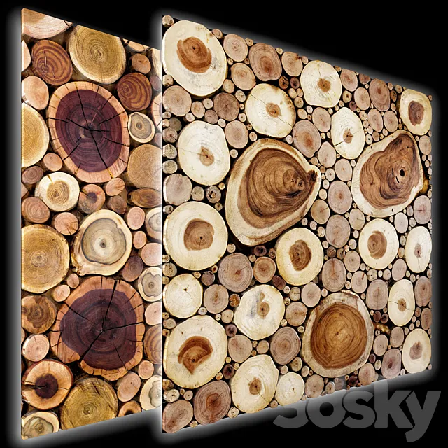 Round wooden stumps 3D Model