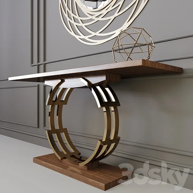 Rounded Console & Mirror set 3D Model