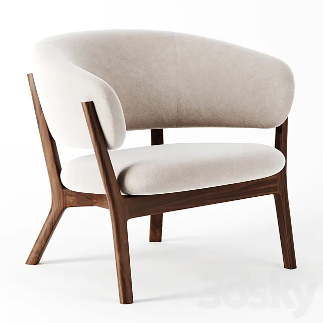 Roundish ARM Chair by Maruni 3D Model