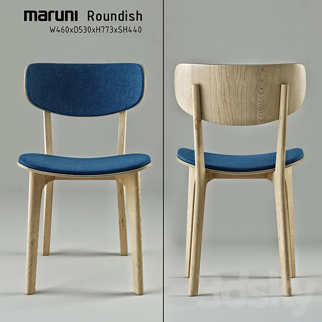 Roundish_Maruni_Armless chair 3D Model