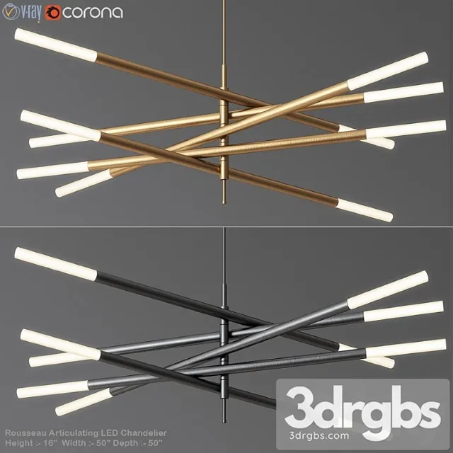 Rousseau Articulating LED Chandelier 3D Model Free
