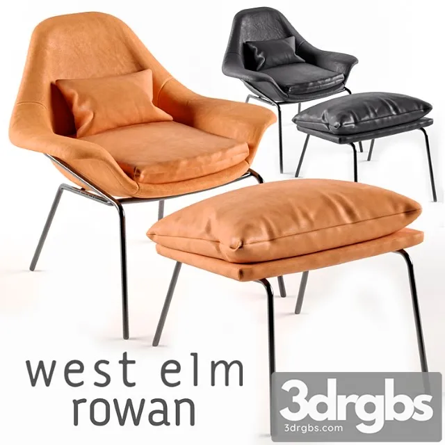 Rowan leather chair and ottoman by west elm 3D Model Free