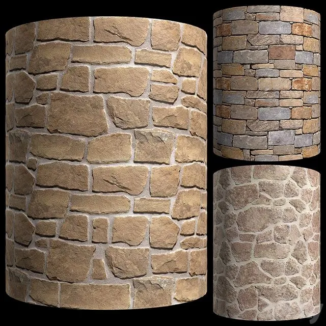 Rubble wall stone masonry 3D Model