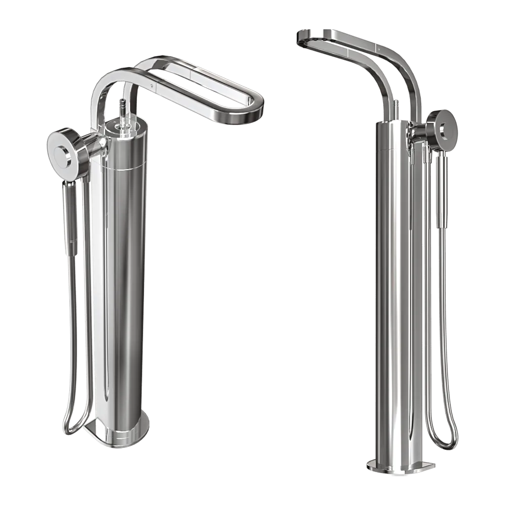 Rubinetterie treemme - Floor standing bathtub faucet RWIT 7003 CC 10 3D Model