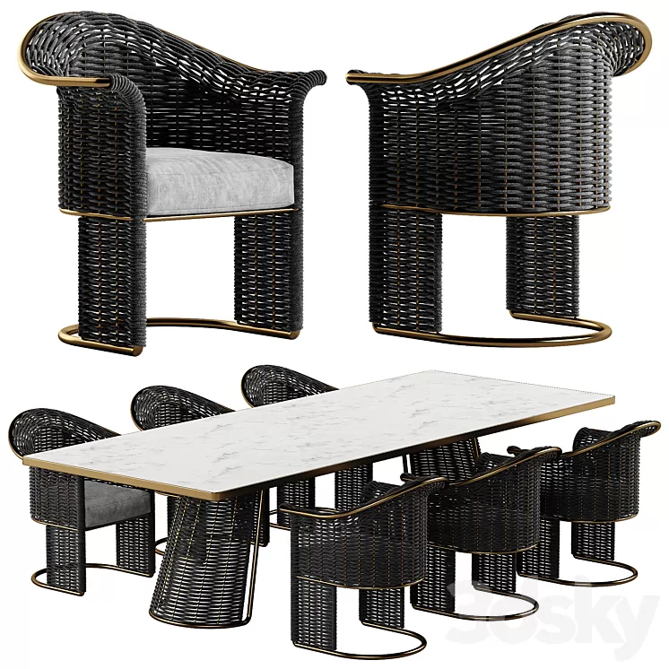 Rugiano Marina dining set 3D Model