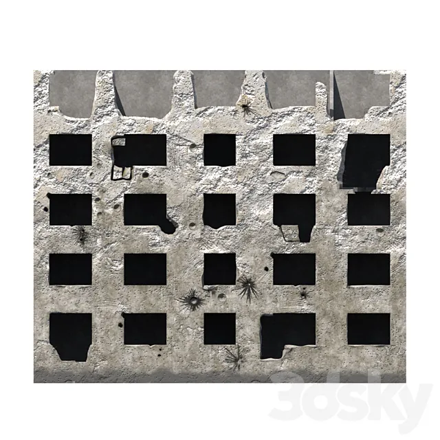 Ruined facade 3D Model