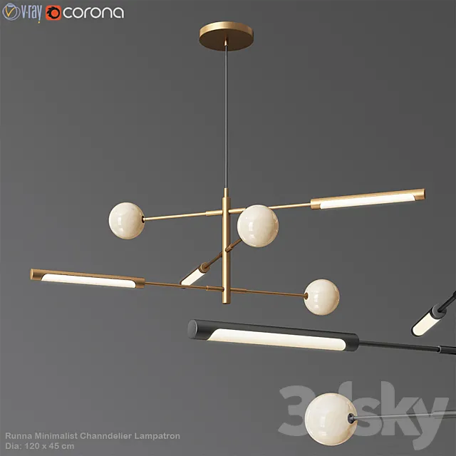 Runna Minimalist Channdelier Lampatron 3DModel