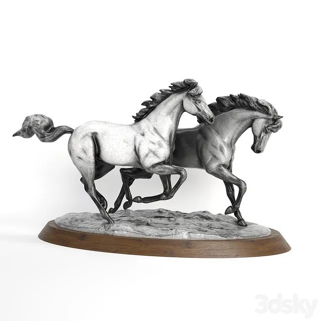 Running horses 3D Model