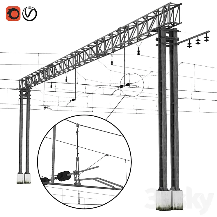 Russian Railways contact network 3D Model