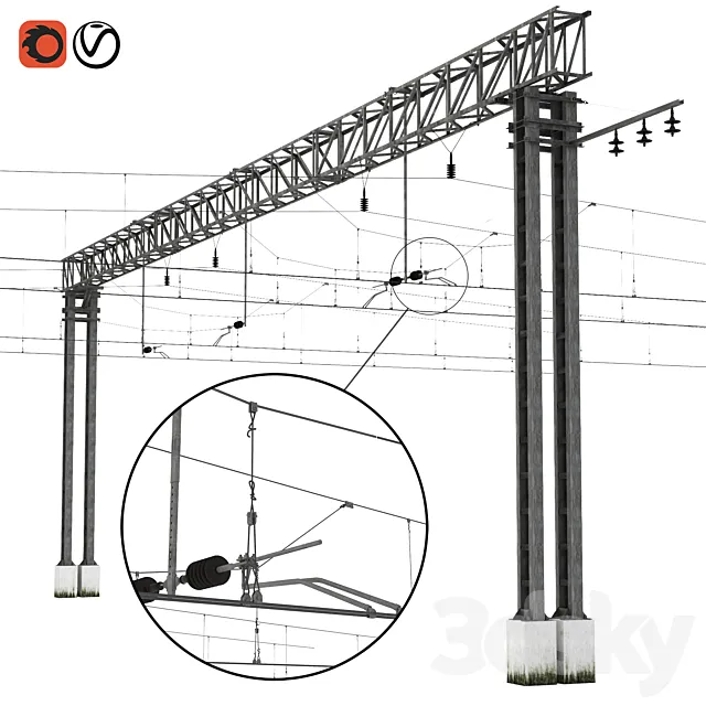 Russian Railways contact network 3DModel