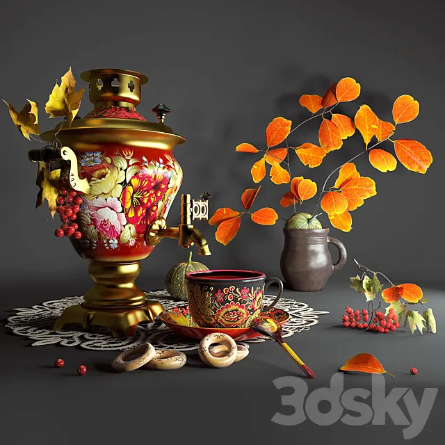 Russian tradition still life 3D Model