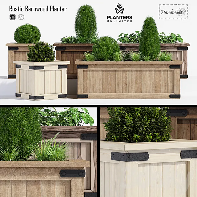 Rustic barnwood planter one 3D Model