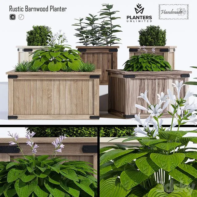 Rustic barnwood planter two 3D Model