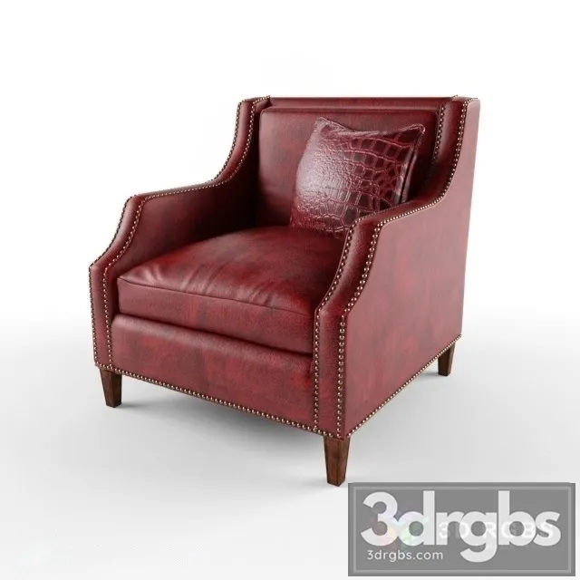 Rustic Red Leather Armchair 3D Model Free