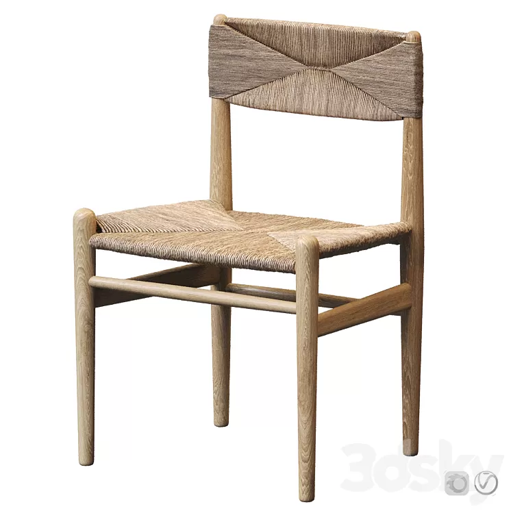 Rustic Wood and Woven Chair - Set 01 3D Model Free