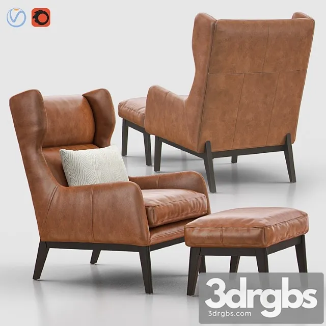 Ryder leather chair with ottoman