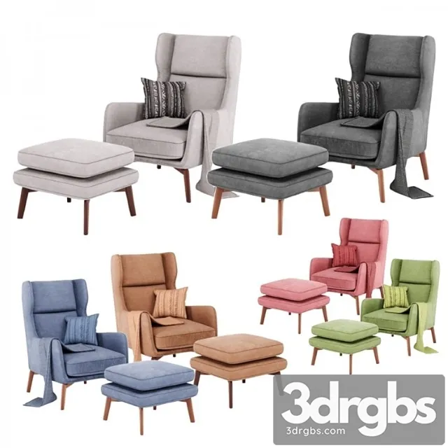 Ryder Velvet ArmChair By Adjustable Color 3D Model Free