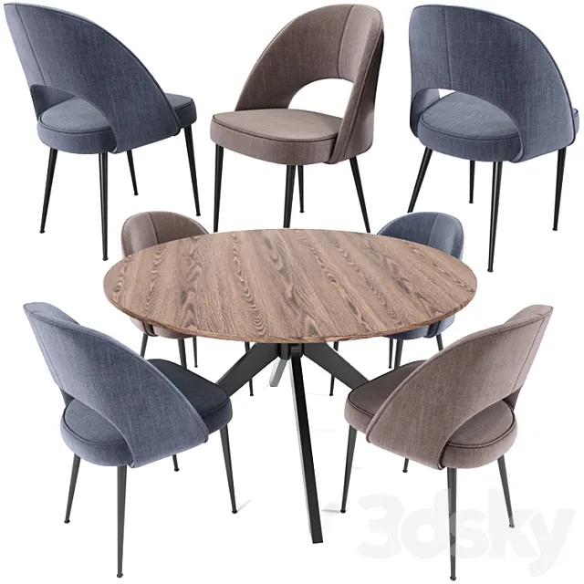 Saarinen Dining Chair And Table 3D Model