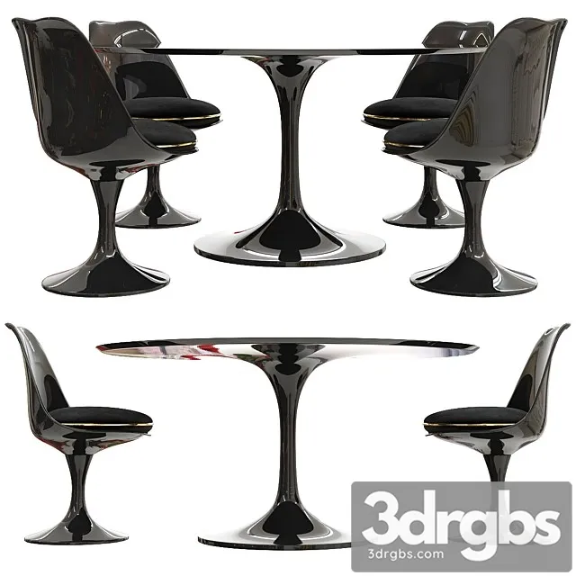 Saarinen Tulip table Chairs 3D Model Free